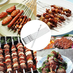 6pcs Stainless Steel Meat String Skewers for BBQ Outdoor Picnic