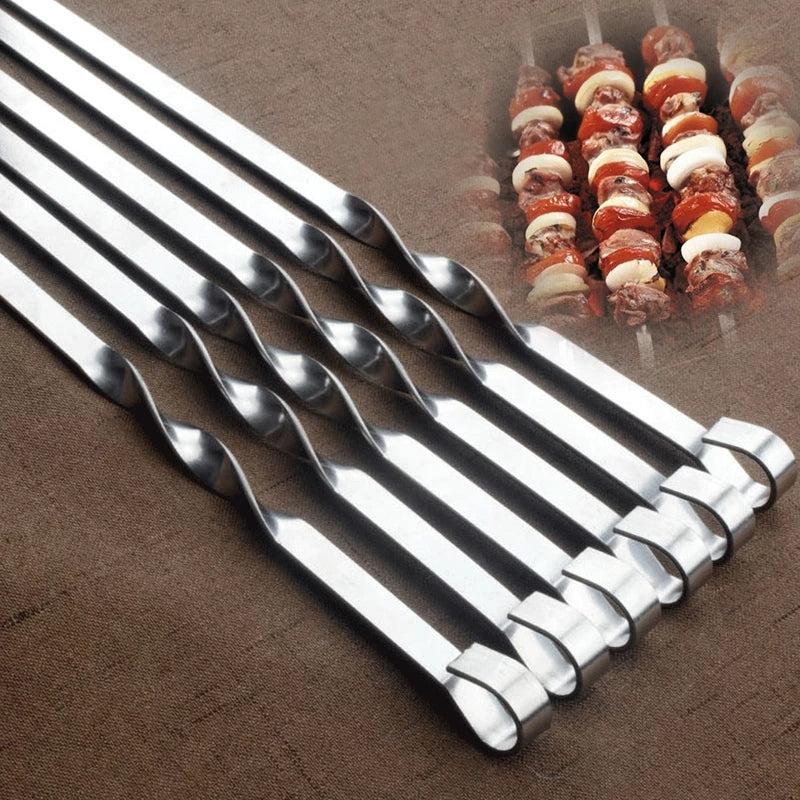 6pcs Stainless Steel Meat String Skewers for BBQ Outdoor Picnic