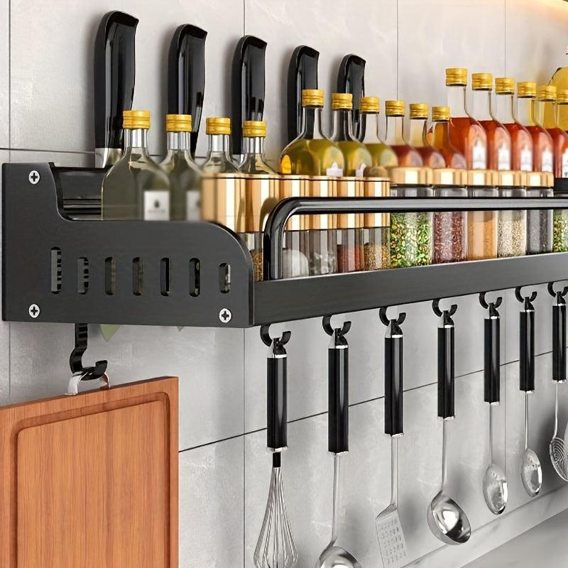 Kitchen Spice Storage Rack Cupboard Kitchen Rack With Hook Wall Mounted