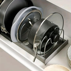 7pcs Kitchen Utensils Pan Storage Rack Retractable Dishes Expansion Rack