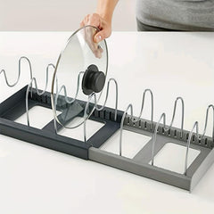 7pcs Kitchen Utensils Pan Storage Rack Retractable Dishes Expansion Rack