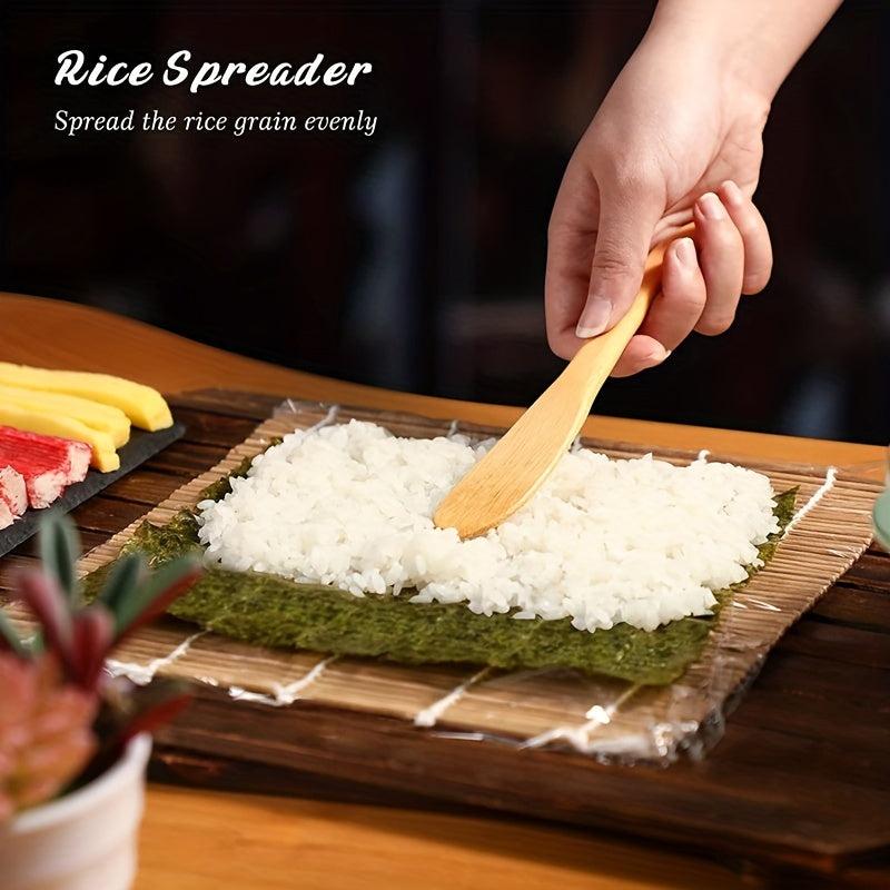 Bamboo Sushi Making Kit 2 Roll Pads 5 Pairs Chopsticks 1 Paddle 1 Spatula