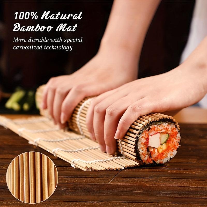 Bamboo Sushi Making Kit 2 Roll Pads 5 Pairs Chopsticks 1 Paddle 1 Spatula