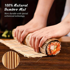 Bamboo Sushi Making Kit 2 Roll Pads 5 Pairs Chopsticks 1 Paddle 1 Spatula