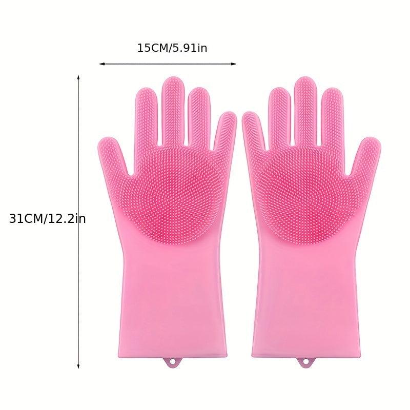 1 Pair Silicone Dishwashing Gloves Waterproof Kitchen Cleaning Gloves
