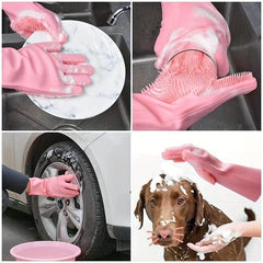 1 Pair Silicone Dishwashing Gloves Waterproof Kitchen Cleaning Gloves