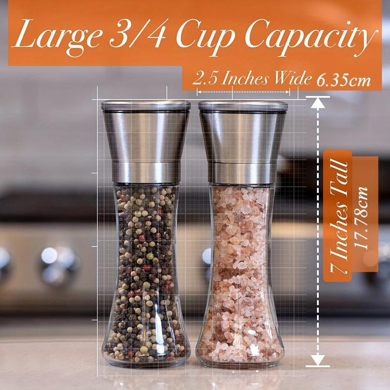 2pcs Pepper Grinder Household Sea Salt Ginder Creative Glass Spice Grinder