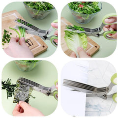 4pcs Multipurpose 5 Blade Herb Scissors Set for Easy Herb Cutting