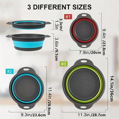 Collapsible Round Silicone Strainer 3pcs Set 2/3/4 Quart