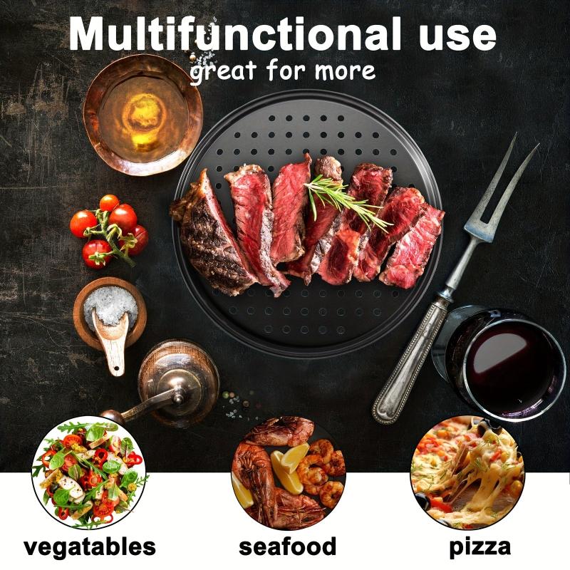 3pcs Nonstick Pizza Baking Pan Metal Tray with Holes Round for Oven