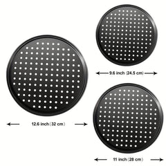 3pcs Nonstick Pizza Baking Pan Metal Tray with Holes Round for Oven