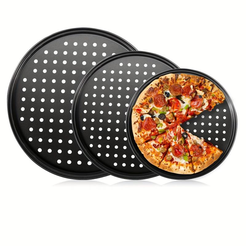3pcs Nonstick Pizza Baking Pan Metal Tray with Holes Round for Oven