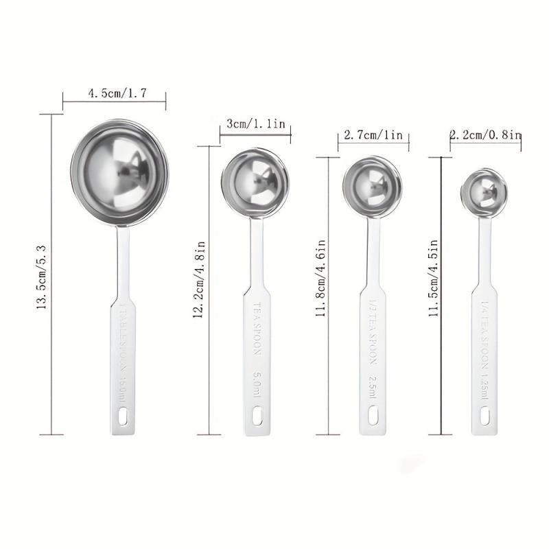 4pcs Stainless Steel Measuring Spoons Set for Cooking & Baking