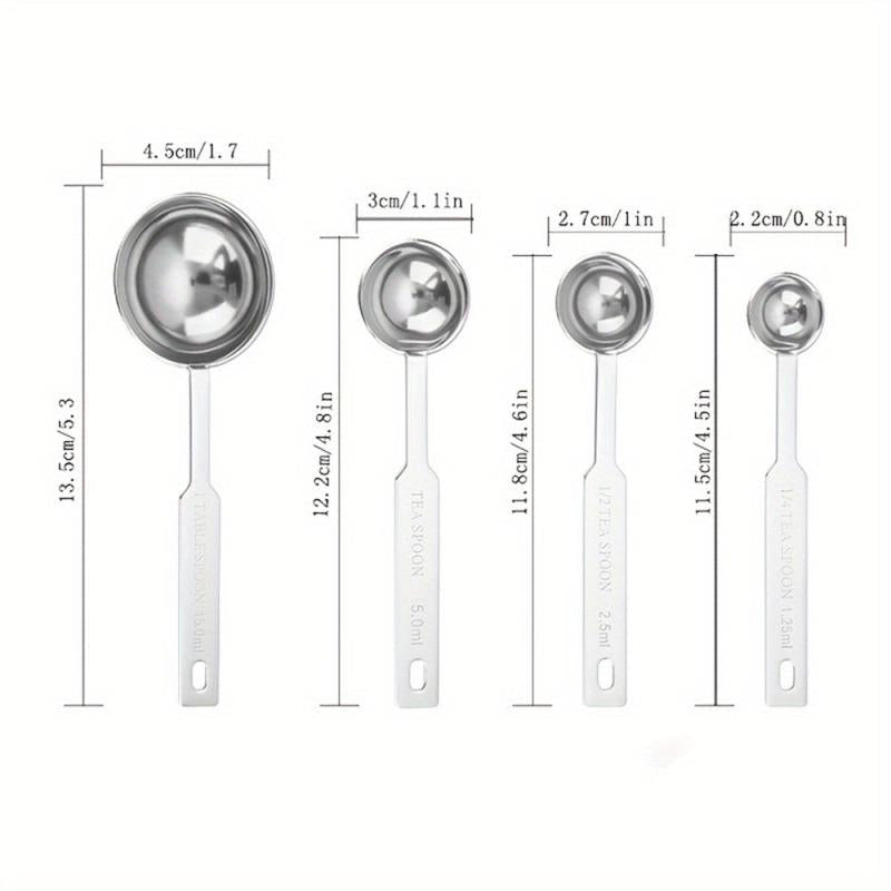 4pcs Stainless Steel Measuring Spoons Set for Cooking & Baking
