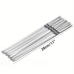 15pcs 11 Stainless Steel BBQ Skewers Kebabs Outdoor Accessories