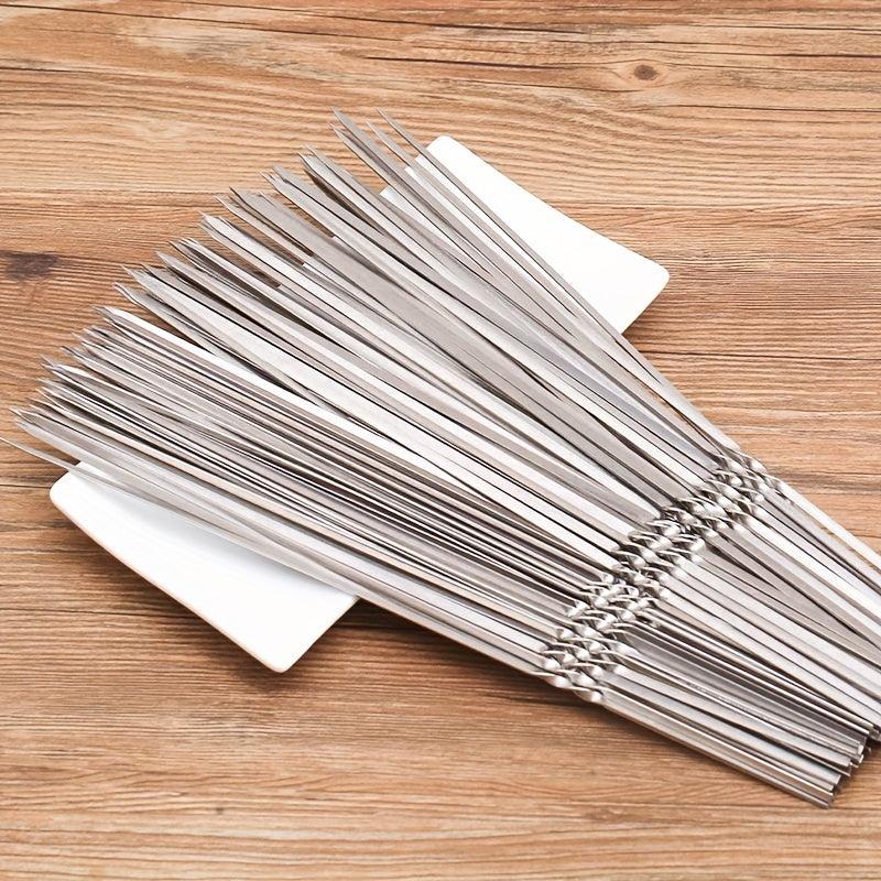 15pcs 11 Stainless Steel BBQ Skewers Kebabs Outdoor Accessories