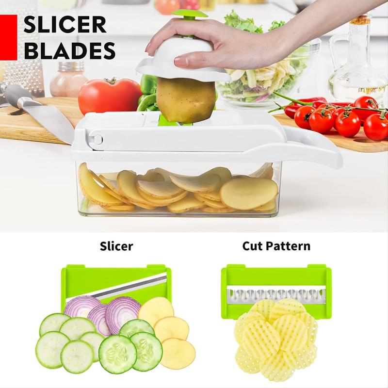 13 in 1 Vegetable Chopper with 6 Blades Container and Hand Guard