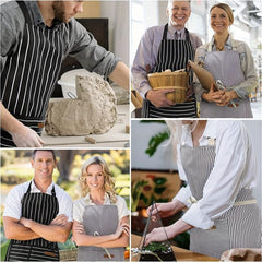 2pcs Linen Waterproof Kitchen Cooking Aprons Chef Apron With Pockets