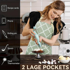 2pcs Linen Waterproof Kitchen Cooking Aprons Chef Apron With Pockets