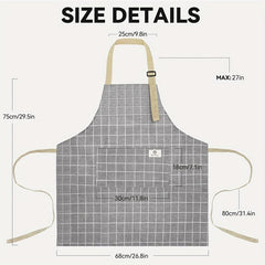 2pcs Linen Waterproof Kitchen Cooking Aprons Chef Apron With Pockets