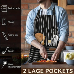 2pcs Linen Waterproof Kitchen Cooking Aprons Chef Apron With Pockets