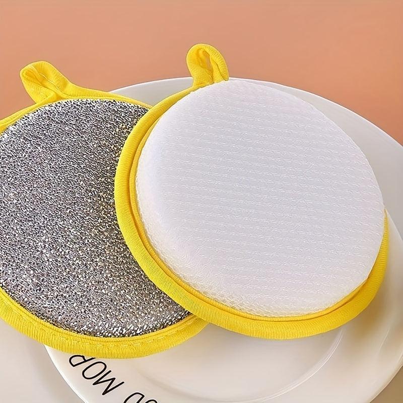 3pcs Double-sided Dishwashing Sponge Non-stick Pot Scouring Pad