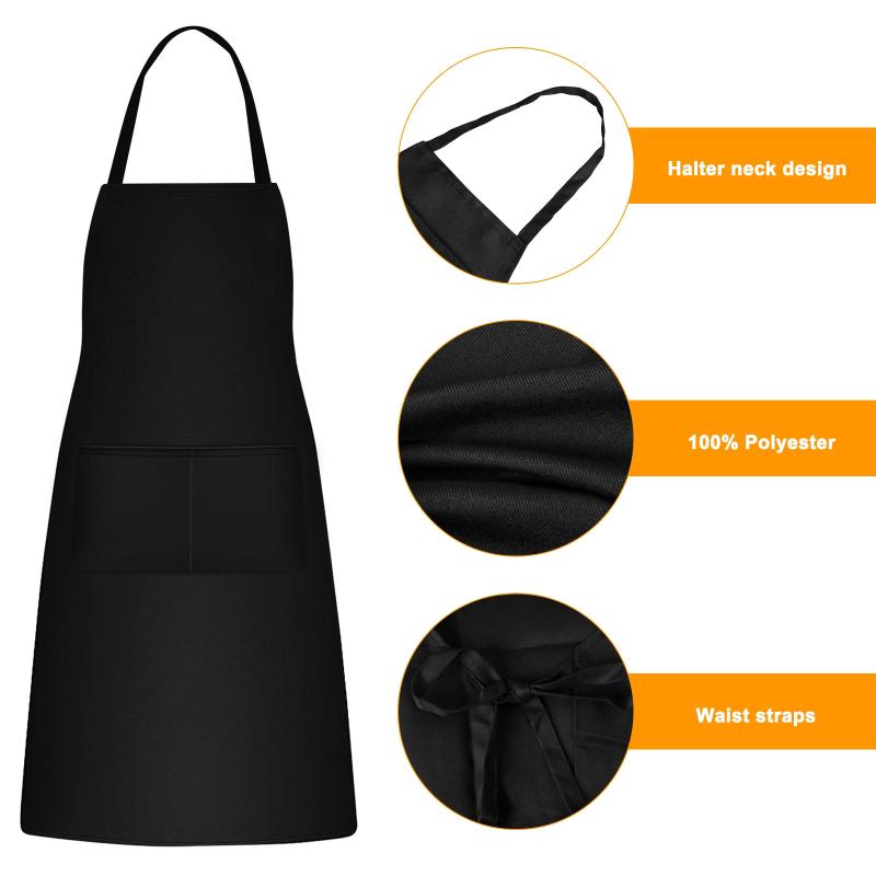2pcs Polyester Apron Unisex Adjustable Cooking Apron Household Solid Apron