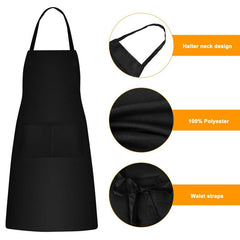 2pcs Polyester Apron Unisex Adjustable Cooking Apron Household Solid Apron