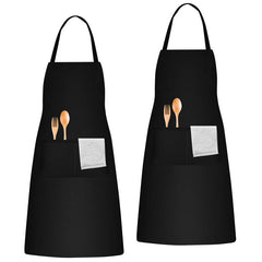 2pcs Polyester Apron Unisex Adjustable Cooking Apron Household Solid Apron
