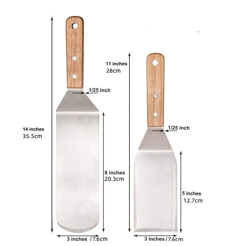 3pcs Stainless Steel Spatula & Scraper Set for Griddle BBQ Flat Top Grill