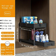 2-Tier Sink Organizer with Hooks for Kitchen Bathroom