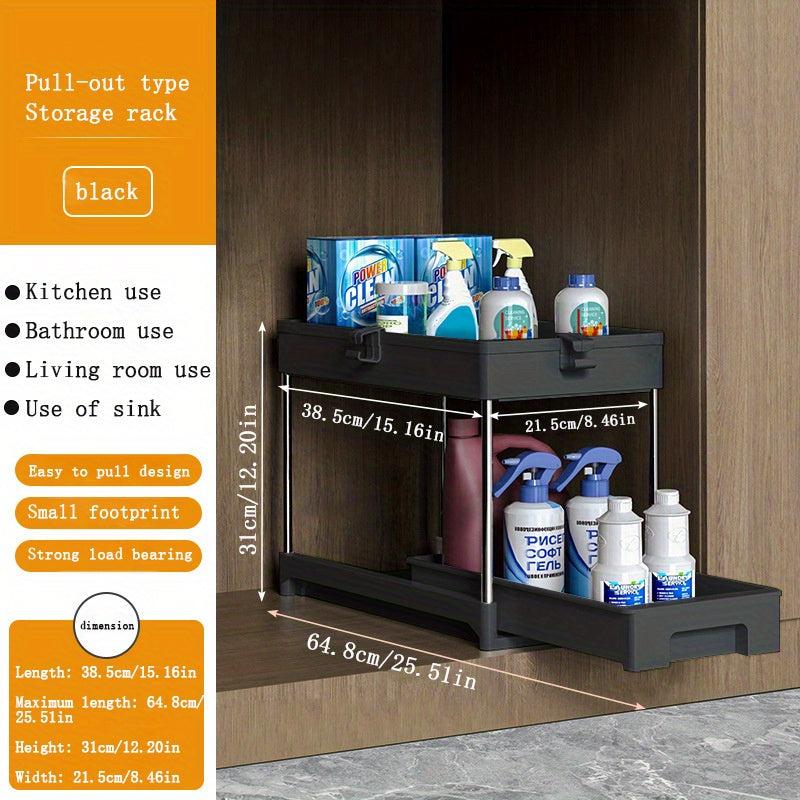 2-Tier Sink Organizer with Hooks for Kitchen Bathroom