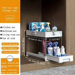 2-Tier Sink Organizer with Hooks for Kitchen Bathroom