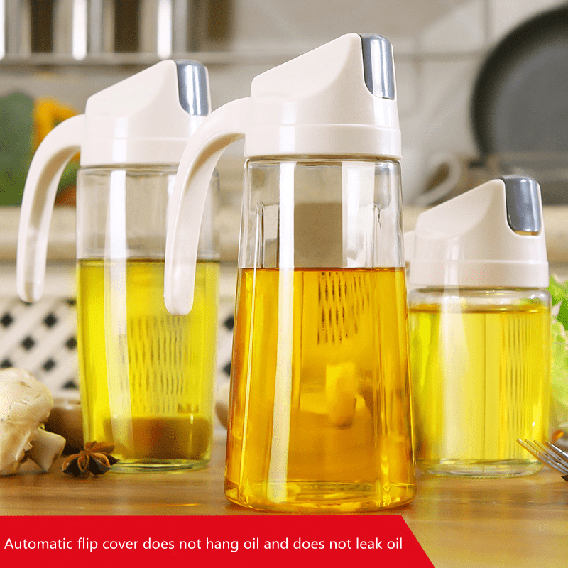 Glass Dispenser Bottle for Kitchen Storage & Seasoning