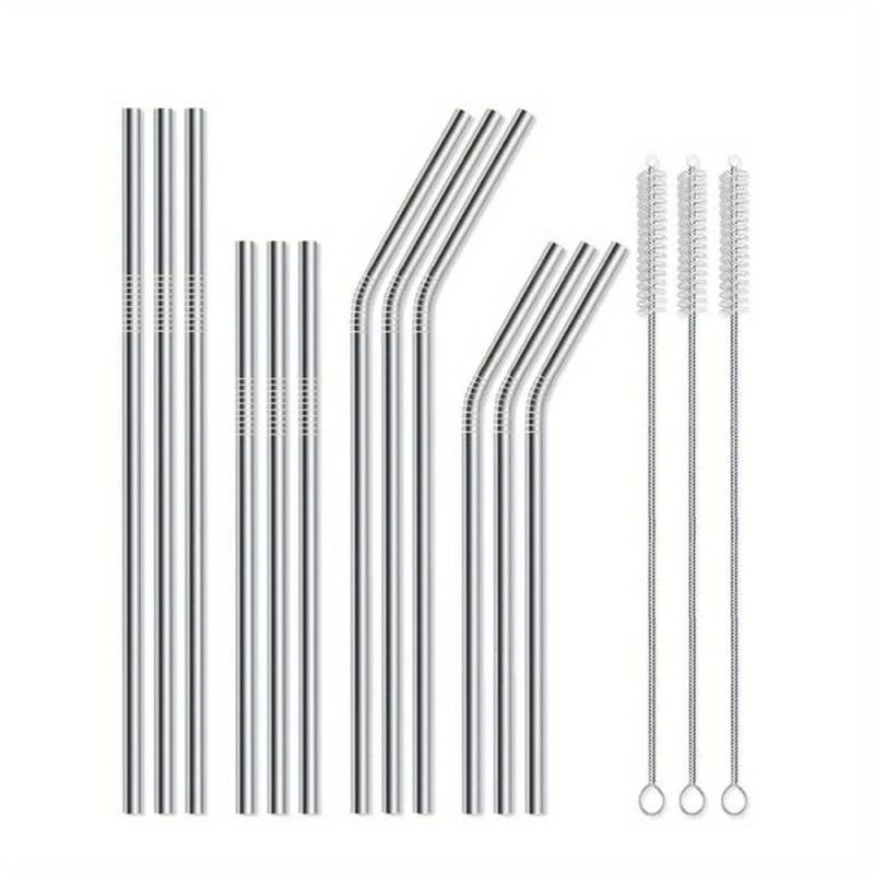 15pcs Reusable Stainless Steel Colorful Straws Set for 30oz & 20oz Tumblers