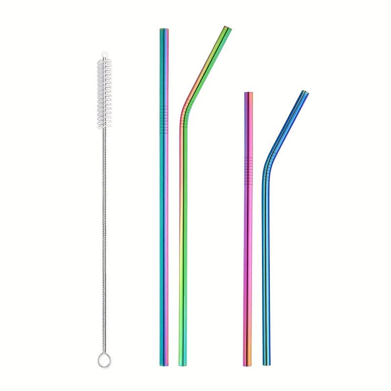 15pcs Reusable Stainless Steel Colorful Straws Set for 30oz & 20oz Tumblers