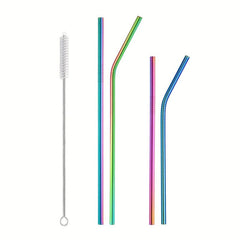 15pcs Reusable Stainless Steel Colorful Straws Set for 30oz & 20oz Tumblers