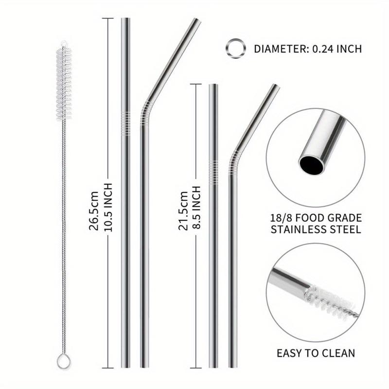 15pcs Reusable Stainless Steel Colorful Straws Set for 30oz & 20oz Tumblers
