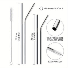 15pcs Reusable Stainless Steel Colorful Straws Set for 30oz & 20oz Tumblers