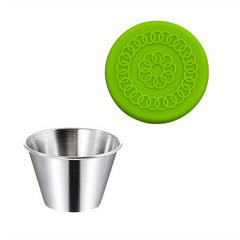 Stainless Steel Sauce Cup with Silicone Lid, Set of 6