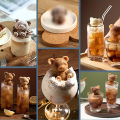 2pcs Bear Ice Cube Mold Silicone DIY Pudding Mould Ice Coffee Juice Cocktail Tra