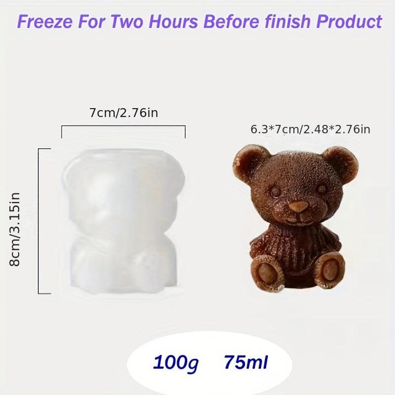 2pcs Bear Ice Cube Mold Silicone DIY Pudding Mould Ice Coffee Juice Cocktail Tra