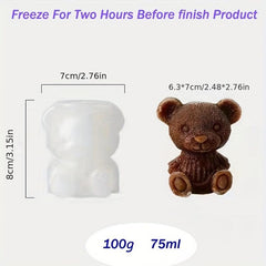 2pcs Bear Ice Cube Mold Silicone DIY Pudding Mould Ice Coffee Juice Cocktail Tra