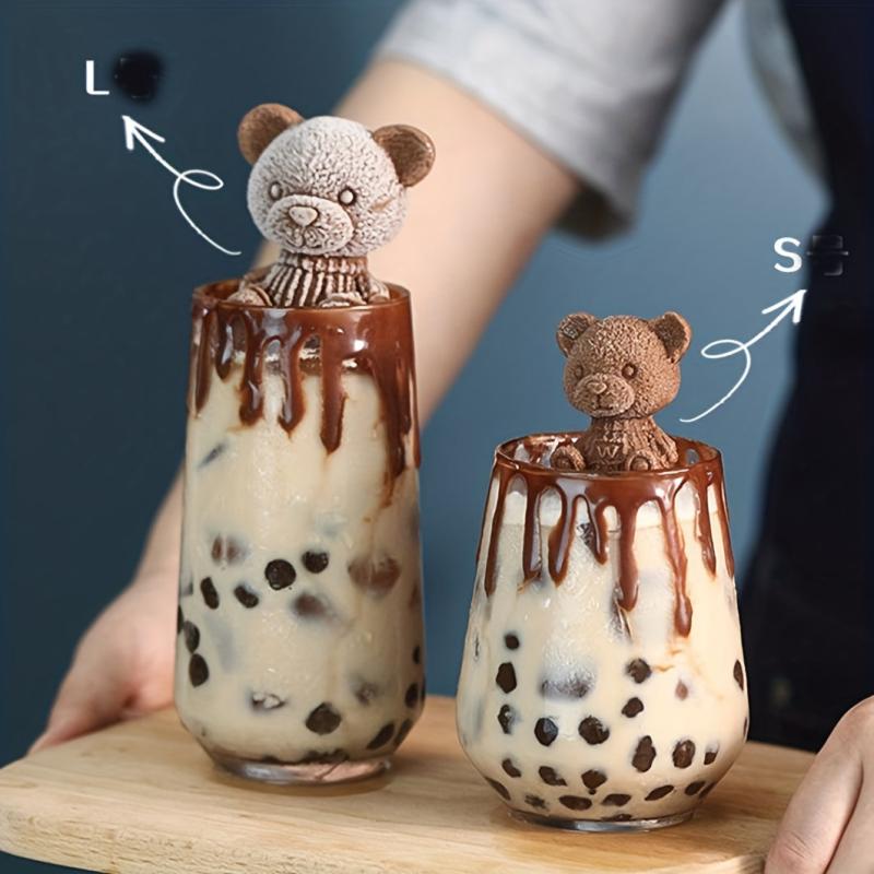 2pcs Bear Ice Cube Mold Silicone DIY Pudding Mould Ice Coffee Juice Cocktail Tra