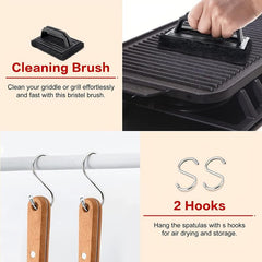 5-Piece Stainless Steel Griddle Spatula Set & Cleaning Brush