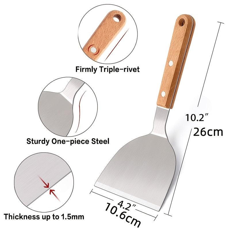 5-Piece Stainless Steel Griddle Spatula Set & Cleaning Brush