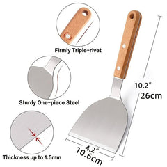 5-Piece Stainless Steel Griddle Spatula Set & Cleaning Brush