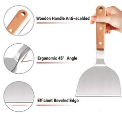 5-Piece Stainless Steel Griddle Spatula Set & Cleaning Brush