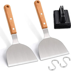 5-Piece Stainless Steel Griddle Spatula Set & Cleaning Brush