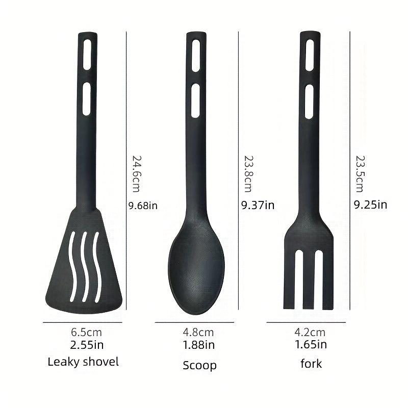 3pcs Silicone Utensil Set Nylon Kitchenware Slotted Turner Spatula Scoop Fork